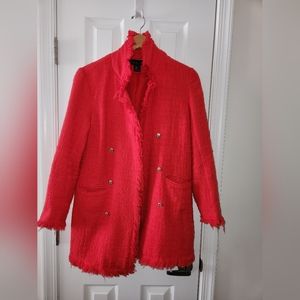 Rachel Zoe Vibrant Red Tweed Blazer L